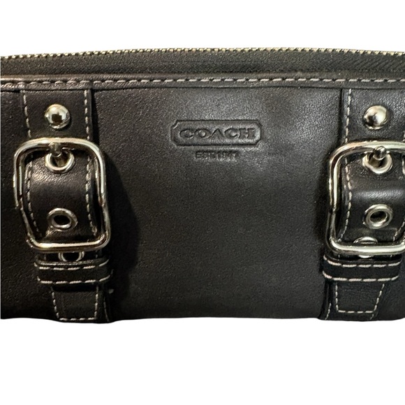 COACH black Leather Wallet with Silver Accents - Picture 5 of 7